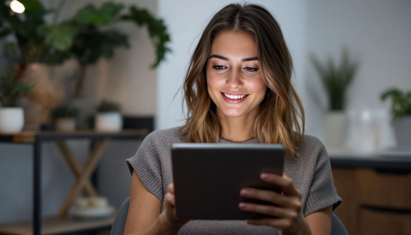 Woman using a tablet to search the internet