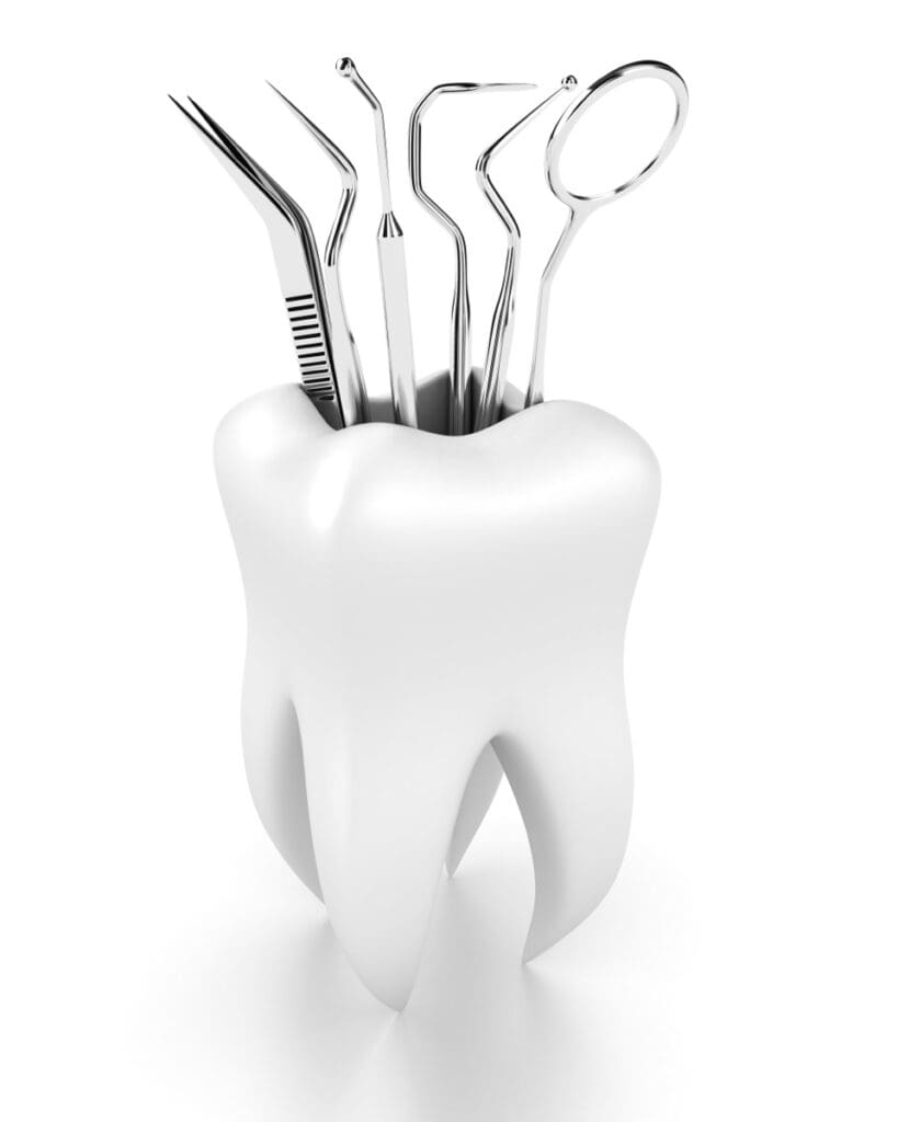 3D illustration of a tooth as a holder for dental equipment