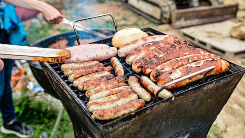 Friends enjoying summer barbecue outdoors